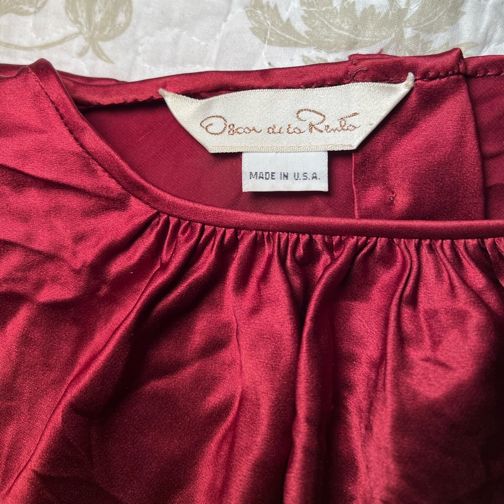 Vintage 80s Oscar de la Renta Silk Peplum Blouse Top Shirt, size medium large - Picture 2 of 14